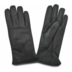 Thermal Winter Warm Insulated Black Gloves Open Cuff Real Leather HIGH QUALITY 