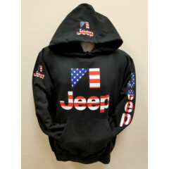 Jeep American Flag SWEATSHIRTS (NEW) Adult Sizes Black Hoodies