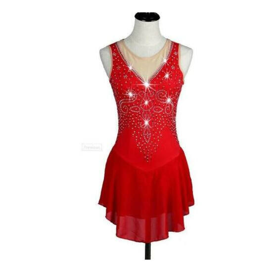 Custom Red Figure Skating Clothing for Competition Girls Crystal 2019 YIKE image {1}
