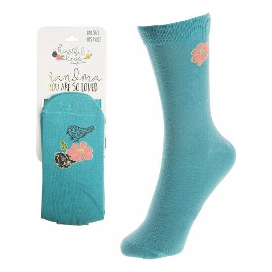 Pavilion - Grandma You Are So Loved - Turquoise Floral Butterfly Gift Socks Thumb {1}