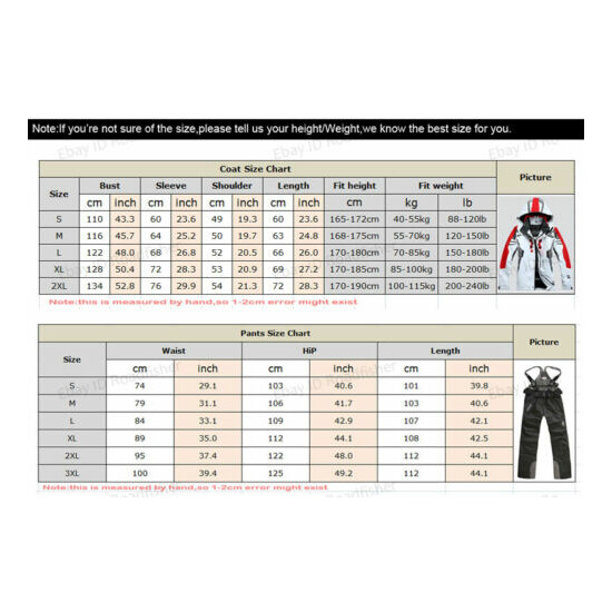 Men's Ski Suit Snowboard Snow Jacket Coat Pants Trousers Overalls Salopettes New image {2}