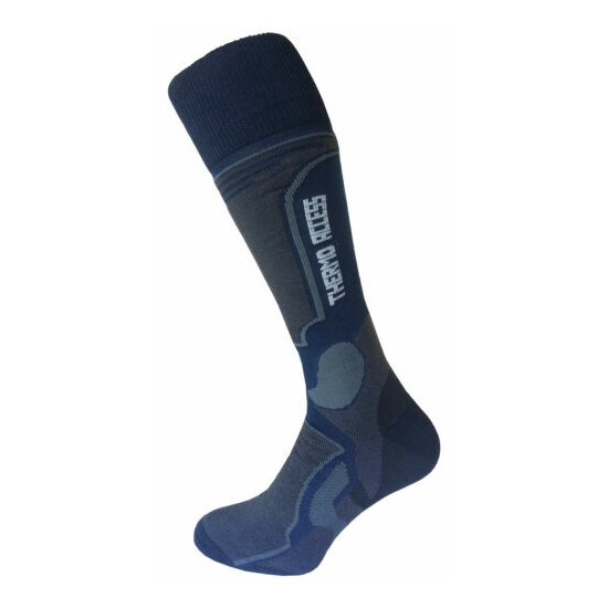 Ski Snowboard Winter Socks Blue Grey Racing Thermolite Antibacterial 3 sizes Thumb {2}