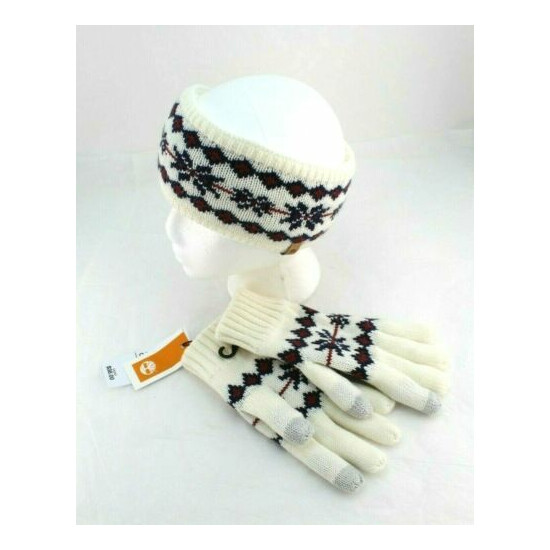  TIMBERLAND One Size Fair Isle Women's Knit Glove & Winter Headband Set MSRP $80 image {3}