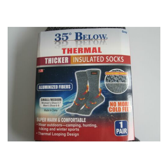 35° Below Thermal Socks Aluminized Thicker Insulated Grey Small/Medium Men Women Thumb {2}