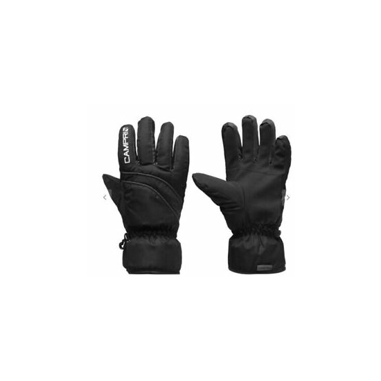 Campri Junior Kids Ski Gloves 7 - 10 yrs Winter Sports Fleece Lined Black T321 Thumb {1}