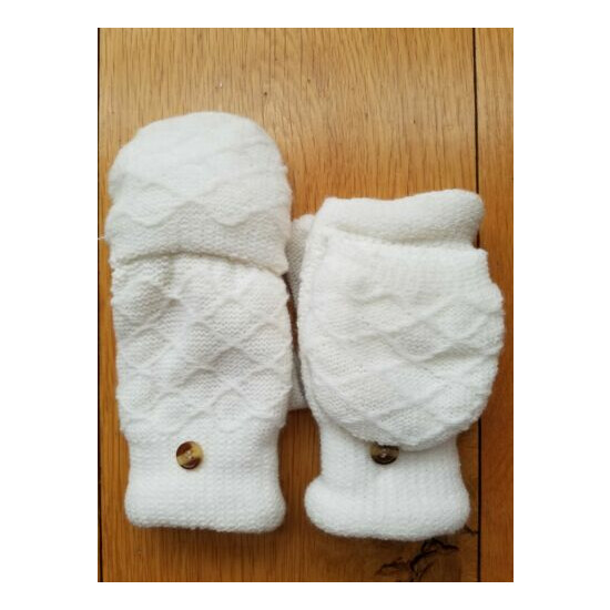 Sonoma Flip Top Mittens, Fleece Lining, Ivory, Cute & Cozy, Argyle Knit Pattern image {3}