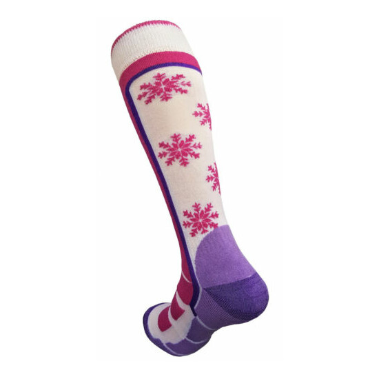 Women Girls Ski Socks Wool Long Warm Winter Snowboard Thermal Pink White 2 sizes Thumb {3}