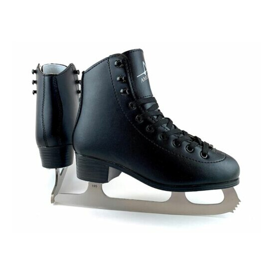 American Athletic Shoe Leather Lined Figure Skates Size 8Y Thumb {1}