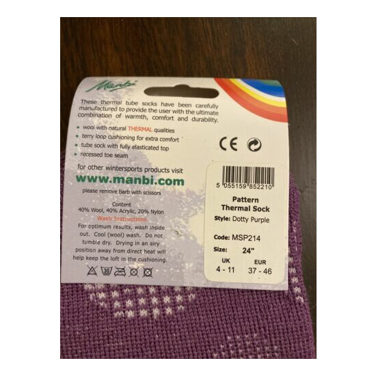 Manbi Snowsport Thermal Sock In Purple Size 4-11 (37-46) image {3}