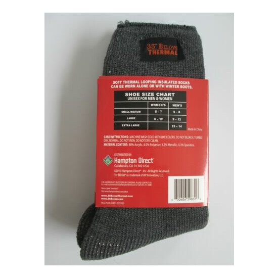 35° Below Thermal Socks Aluminized Thicker Insulated Grey Small/Medium Men Women image {4}