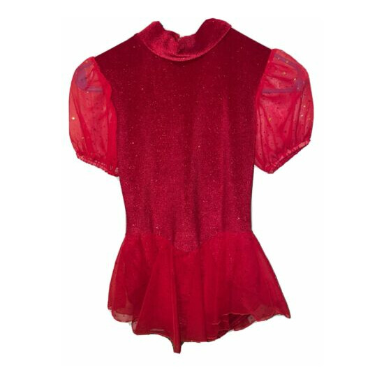 NEW Girls Figure Skating Red Sparkling Dress Size 8-10 Ice / Roller Skating Thumb {1}