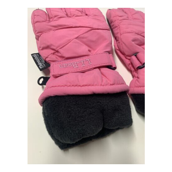 L L Bean Thinsulate 150g Insulated Waterproof Pink Kids M Youth Ski Gloves Thumb {2}