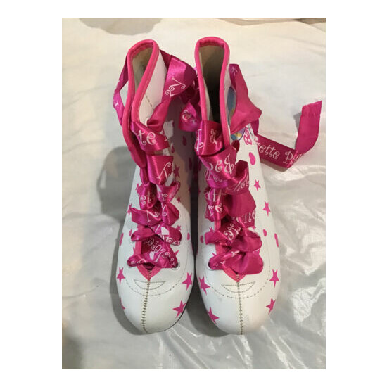 Vintage 1997 Barbie For Girls Ice Skates White & Pink Size 13 image {4}
