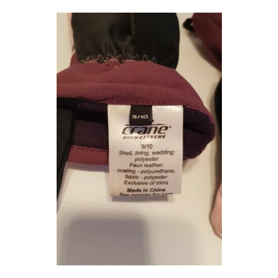 CRANE Girls Size 9-10 Pink Purple Camo Dupont Sorona Snow Gloves Insulated Warm image {3}