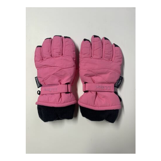 L L Bean Thinsulate 150g Insulated Waterproof Pink Kids M Youth Ski Gloves Thumb {1}