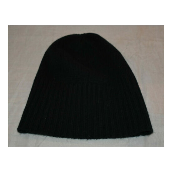 Meg Cohen Unisex Black 100% Cashmere Flat Hat Ski Cap Beanie  Thumb {1}