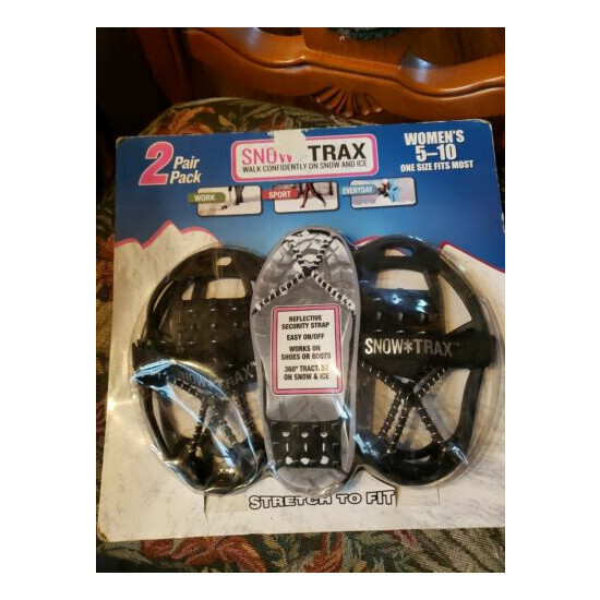 NEW SNOW-TRAX 2 PAIR ICE TRACTION WM'S STRETCH FIT SZ 5-10 FOR SHOES BOOTS 4444 Thumb {1}