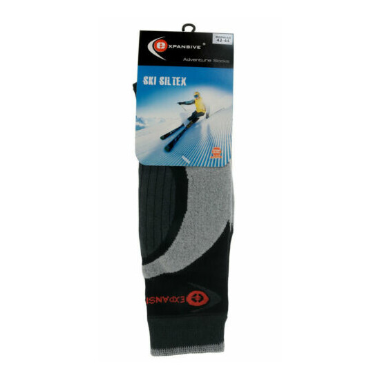 Winter Ski Siltex Socks Long Snowboard Warm Shaped Wool Antibacterial Grey Black image {4}