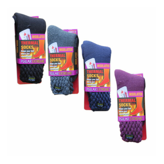Polar Extreme Thermal Extra Heavy Solid Marled Knit Top Socks Matching 2-Packs Thumb {1}