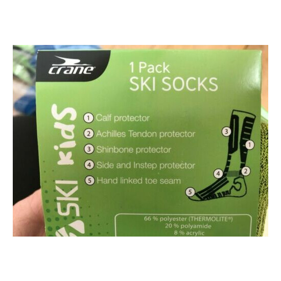 crane 2 or 3 pack ski socks kids bnwt green blue red grey 12 to 5 thermolite  Thumb {7}