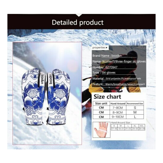 Winter Cotton Snowboard Gloves Windproof Waterproof Non-slip Skating Warm Mitten image {2}