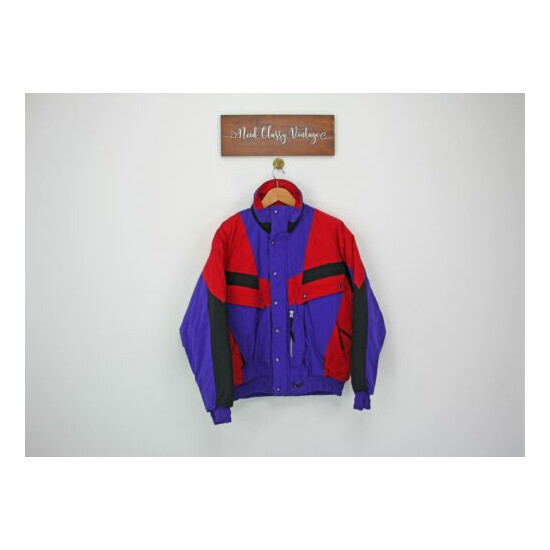 Alpine Ski Womens Red Purple Black Snow Sport Full Zip Jacket Coat Size Medium M Thumb {1}