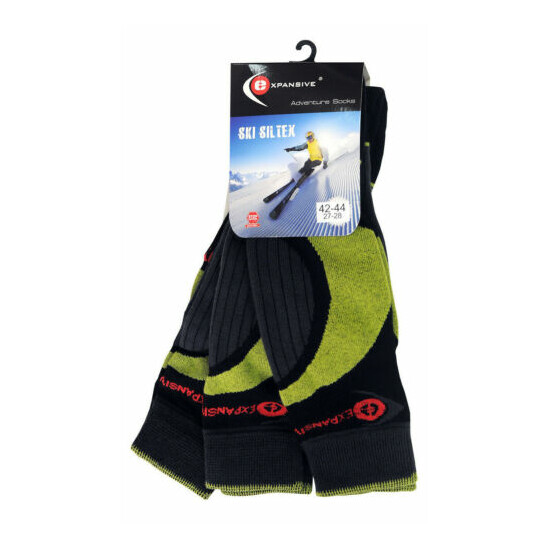 Winter Ski Siltex Socks Long Snowboard Warm Shaped Wool Antibacterial Lime Black Thumb {3}