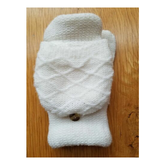 Sonoma Flip Top Mittens, Fleece Lining, Ivory, Cute & Cozy, Argyle Knit Pattern Thumb {4}