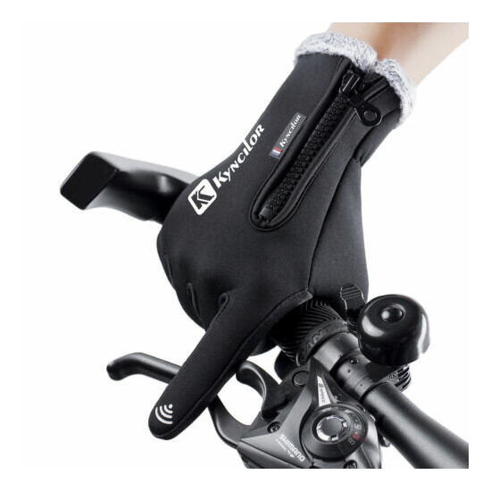 Touchscreen Gloves Anti-Slip Windproof Gloves w/ Fleece Lining Adjustable Zipper image {1}