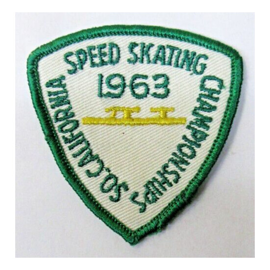 original 1963 SO. CALIFORNIA SPEED SKATING CHAMPIONSHIPS ice skating shirt patch image {1}