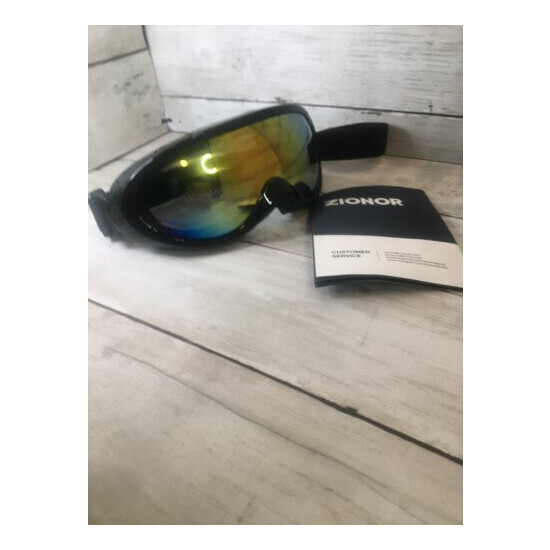 ZIONOR Snowboard Ski Goggles - Silver Mirrored Lens w/Black Frame UV Protection image {1}