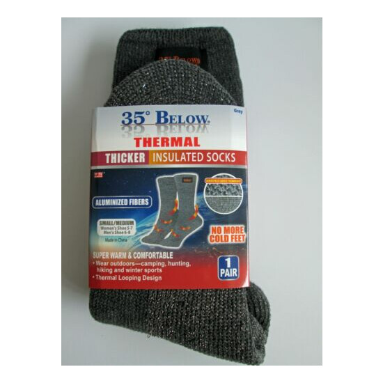 35° Below Thermal Socks Aluminized Thicker Insulated Grey Small/Medium Men Women image {1}