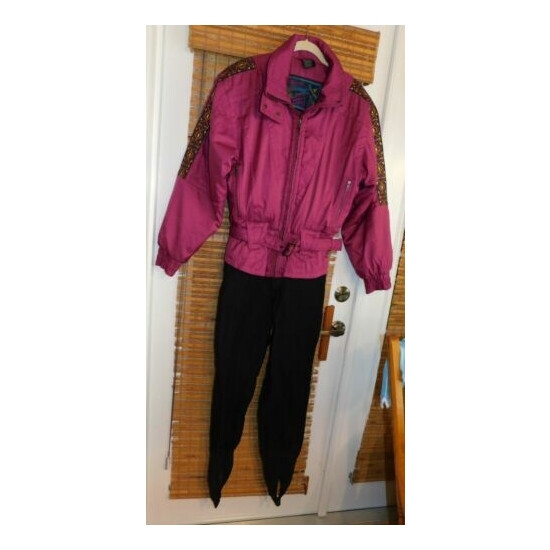 Women's Passport Skisuit No Size Tag ski suit one piece snow black purple EUC image {1}