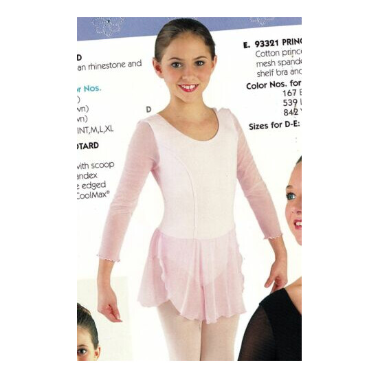  Sheer 3/4 Sleeve Skate Skating Dance Dress Lt Pink princess seam XLC XSA lowBCK Thumb {3}