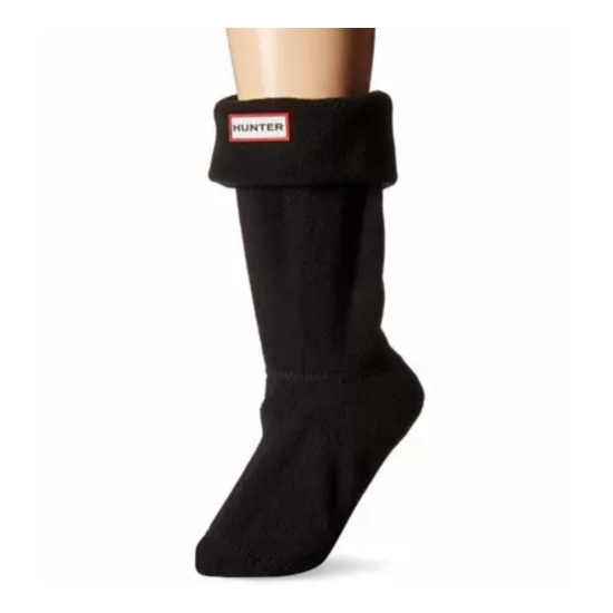 Hunter 33209 Unisex Black Short Fleece Welly Boot Socks Size Large Thumb {3}