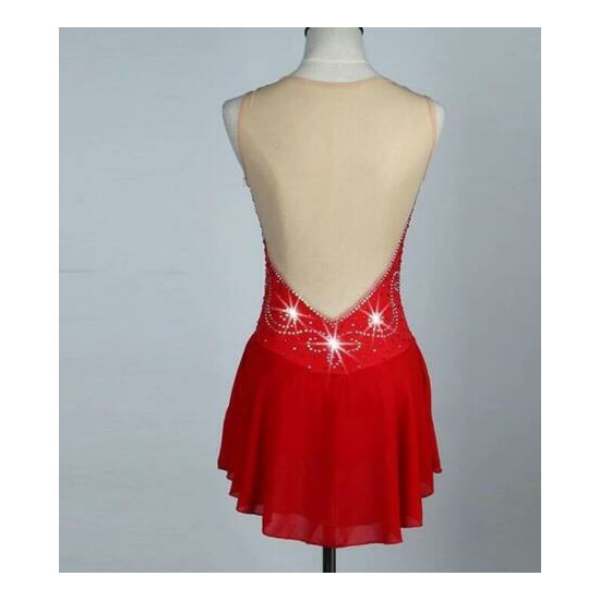 Custom Red Figure Skating Clothing for Competition Girls Crystal 2019 YIKE image {2}
