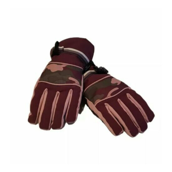 CRANE Girls Size 9-10 Pink Purple Camo Dupont Sorona Snow Gloves Insulated Warm Thumb {1}