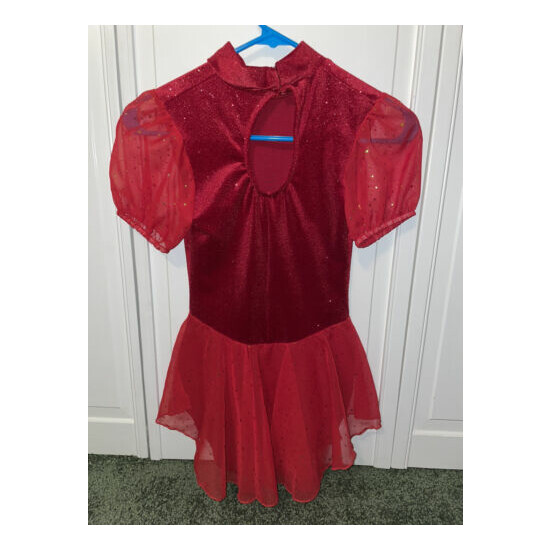 NEW Girls Figure Skating Red Sparkling Dress Size 8-10 Ice / Roller Skating Thumb {2}