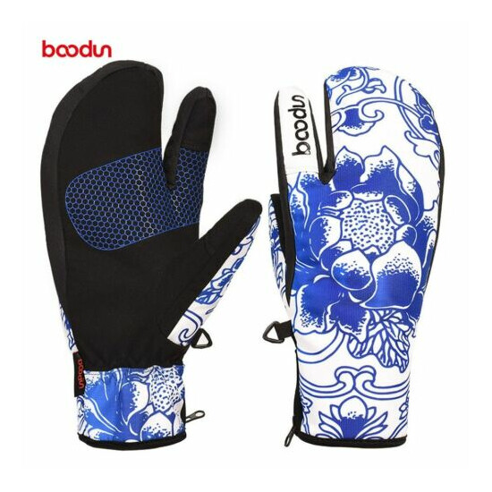 Winter Cotton Snowboard Gloves Windproof Waterproof Non-slip Skating Warm Mitten image {1}